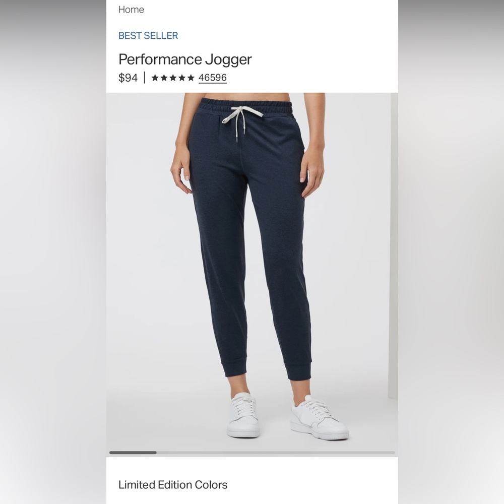 Vuori Blue Track Joggers with Elastic Waistband